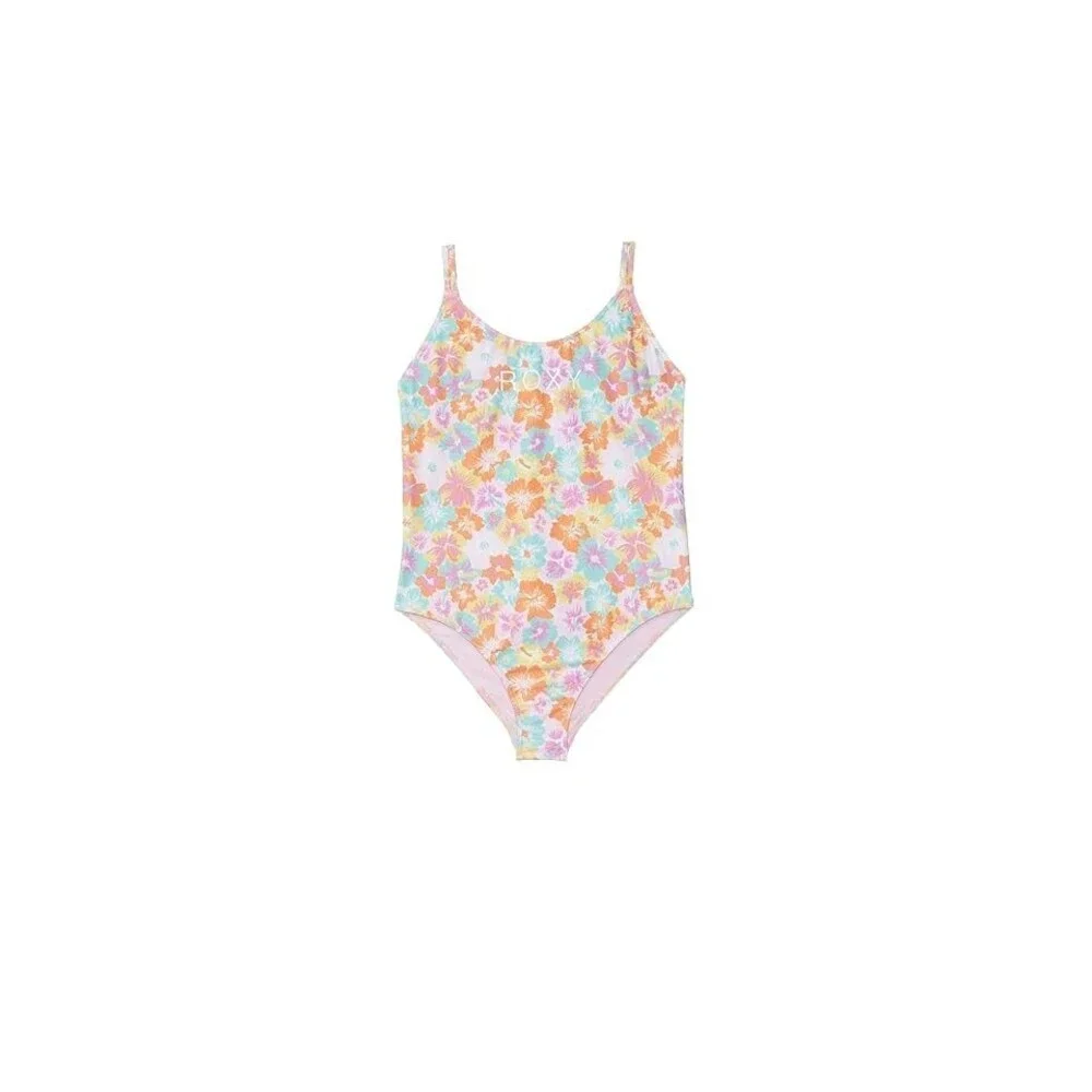 Roxy One Piece Swimsuit Girls 7 Multicolor Floral Sunset Beach Swimwear ASM200
